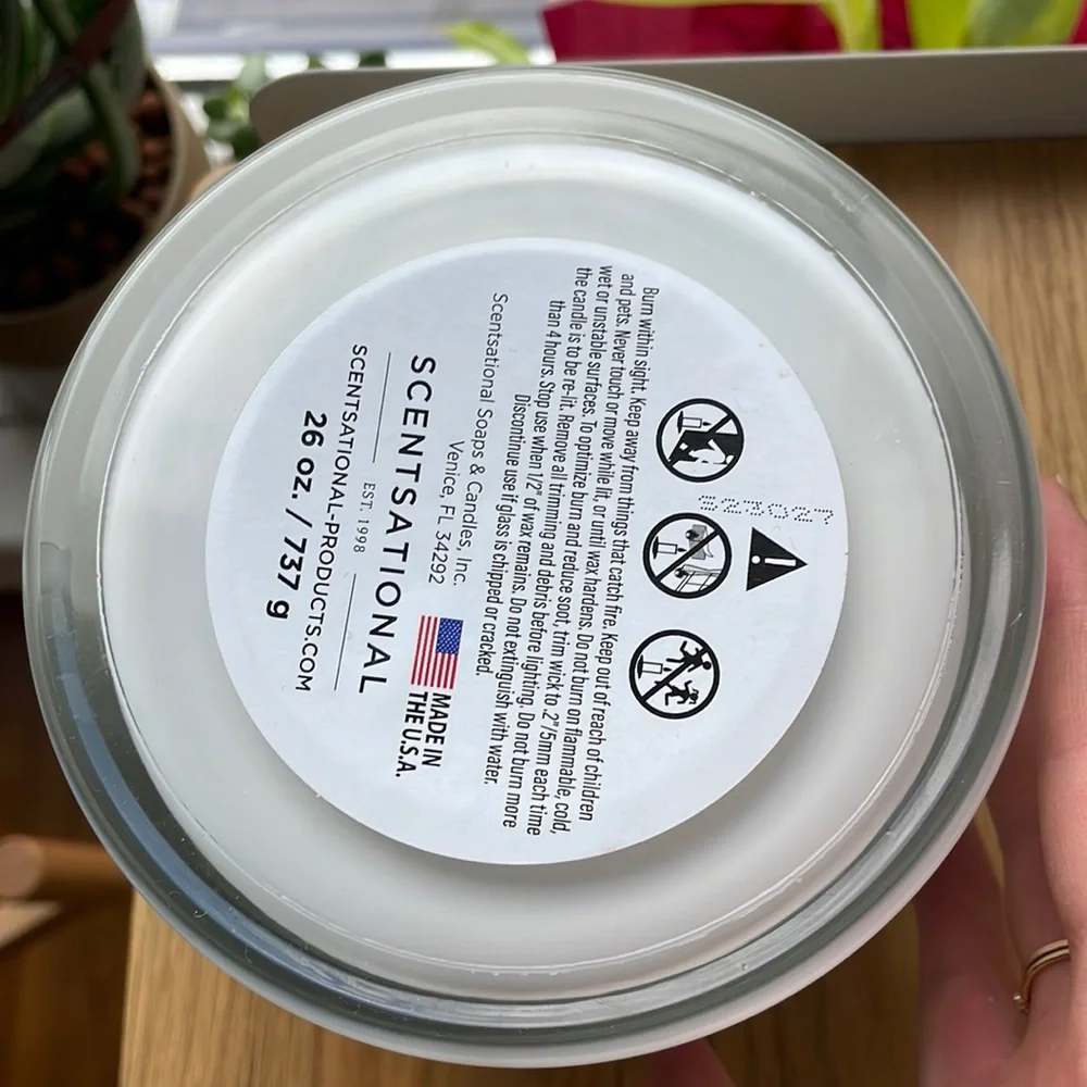 NEW LARGE Scentsational Purify floral candle 3-wick jasmine candle with wood lid